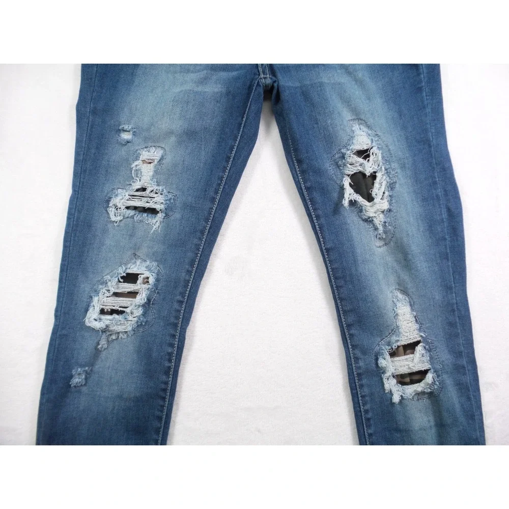 Judy Blue‎ Jeans Womens Size 11/30 Blue Denim Janette Camo Patch Skinny Fit